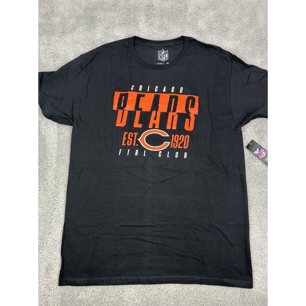 NFL Team Apparel Chicago Bears Mens Size Large Graphic Tee Black Orange Shirt